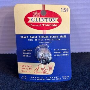 Vintage size 10 Thimble with 15 cent Packaging